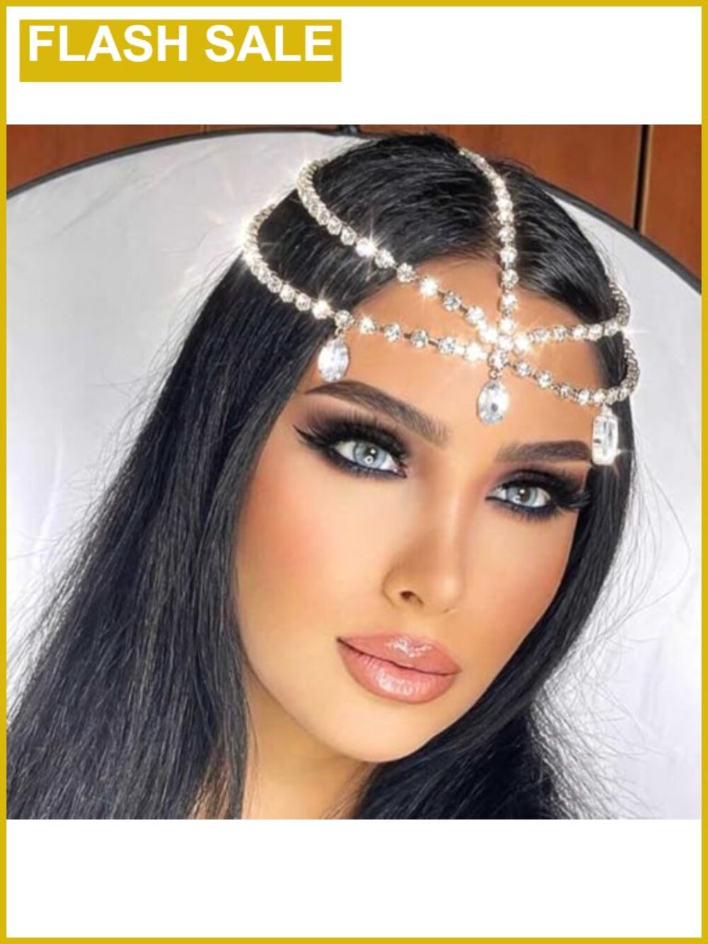 Rhinestone Layered Head Chain Bridal Headpiece Sparkly Crystal Headband Hair